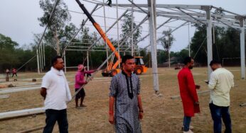 বিরোধী দলনেতার সভাস্থলের শেষ মুহূর্তের প্রস্তুতি খতিয়ে দেখলেন বিজেপি প্রার্থী প্রণত টুডু